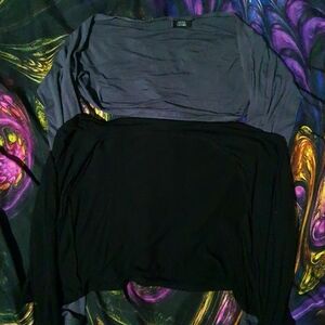 M/L - Women's Open Front Bolero Cardigan Shrug Black and Gray Set